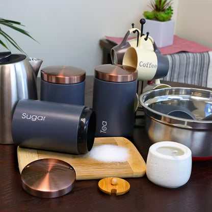 Essential Kitchen Storage 3-Piece Metal Canister Set