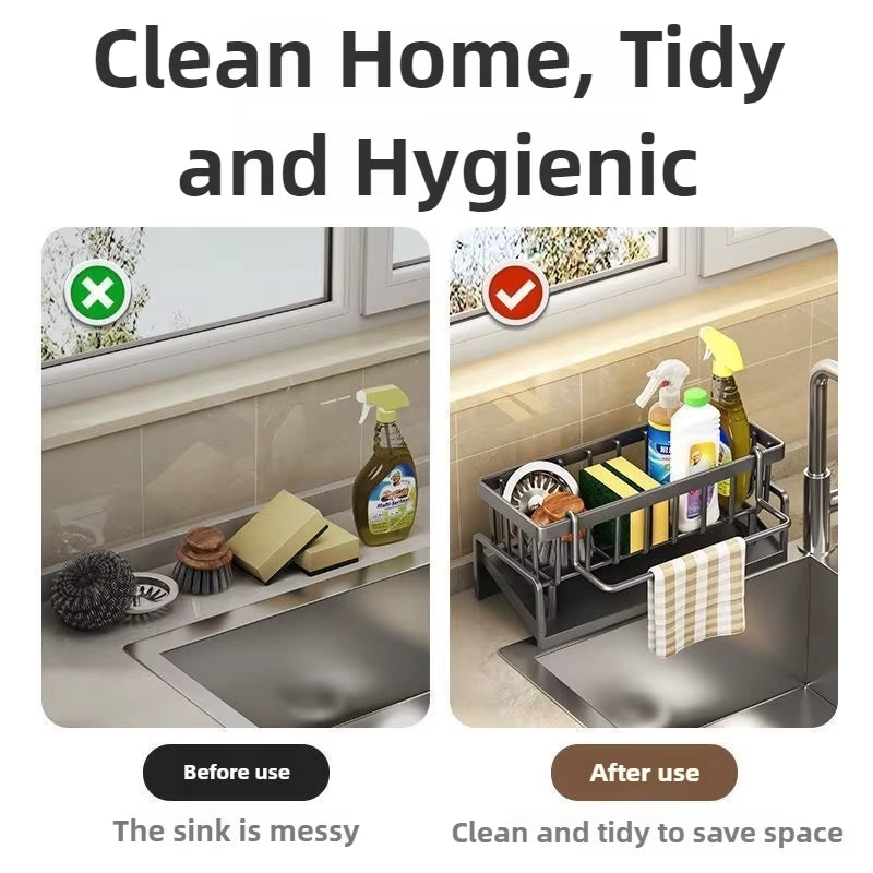 Multifunctional Sponge Rack Drainer Kitchen Shelf Sink Rag Dishwashing Detergent Dishcloth Organiser Kitchen Storage Racks