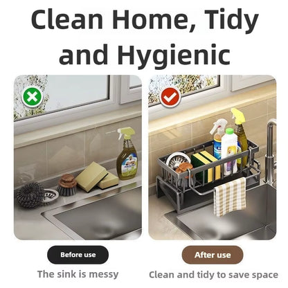 Multifunctional Sponge Rack Drainer Kitchen Shelf Sink Rag Dishwashing Detergent Dishcloth Organiser Kitchen Storage Racks