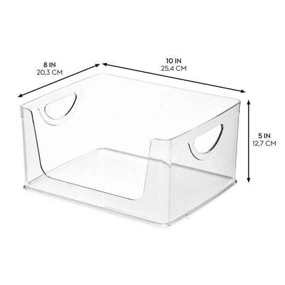 Plastic Open-Front Cabinet and Pantry Organizing Bin, Clear