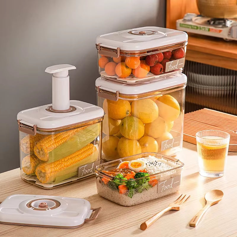 Vacuum Storage Box Sealed Grain Tank Household Fresh-Keeping Box Refrigerator Drainable Food Storage Container Kitchen Organizer