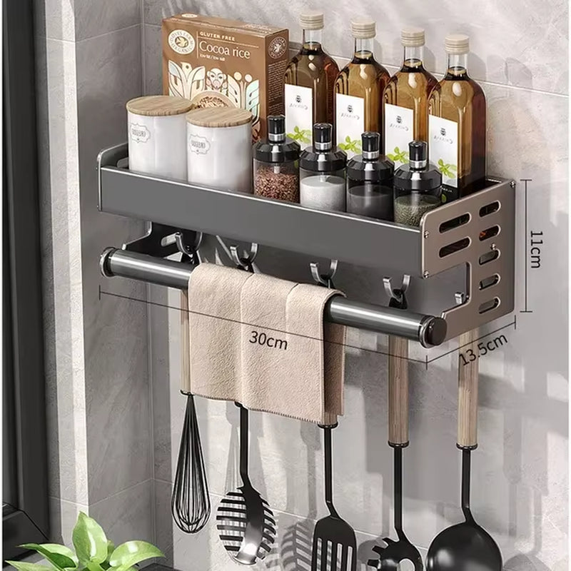 New Kitchen Storage Rack Seasoning Rack Wall-Mounted Condiment Multi-Functional Household Kitchen Organizer Storage Rack