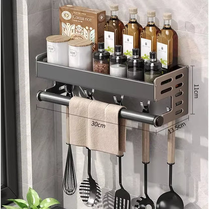 New Kitchen Storage Rack Seasoning Rack Wall-Mounted Condiment Multi-Functional Household Kitchen Organizer Storage Rack
