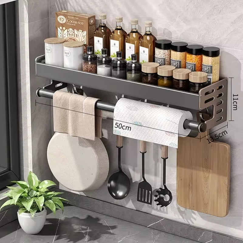 New Kitchen Storage Rack Seasoning Rack Wall-Mounted Condiment Multi-Functional Household Kitchen Organizer Storage Rack