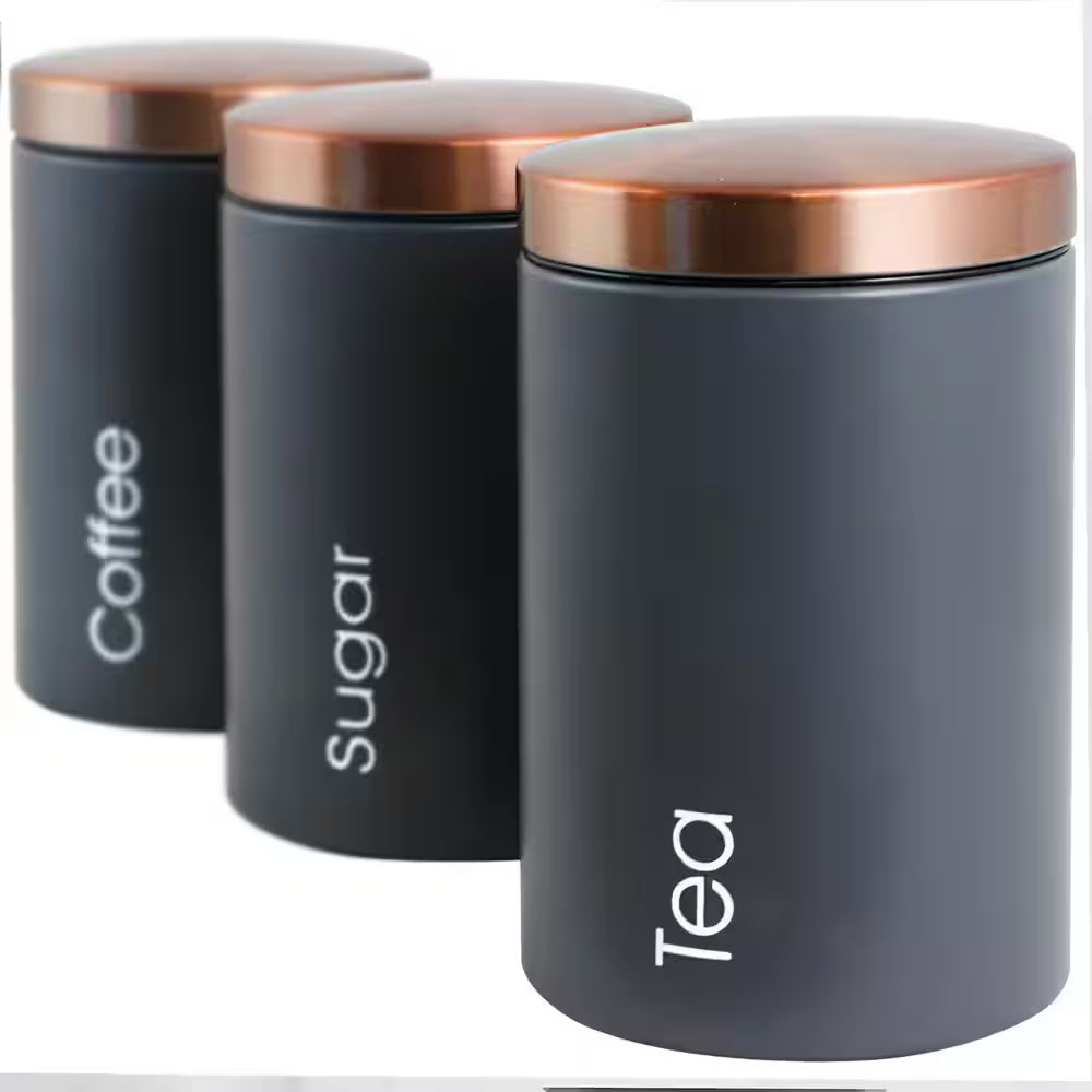 Essential Kitchen Storage 3-Piece Metal Canister Set