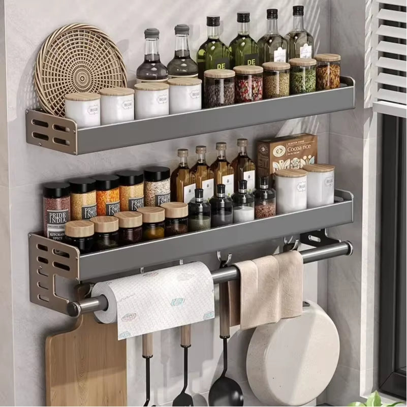 New Kitchen Storage Rack Seasoning Rack Wall-Mounted Condiment Multi-Functional Household Kitchen Organizer Storage Rack
