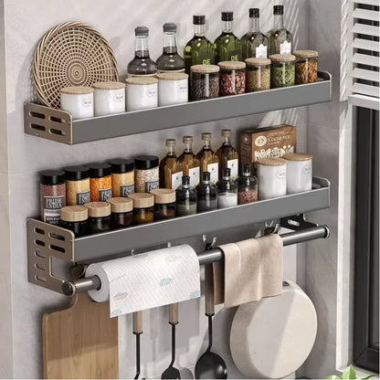 New Kitchen Storage Rack Seasoning Rack Wall-Mounted Condiment Multi-Functional Household Kitchen Organizer Storage Rack