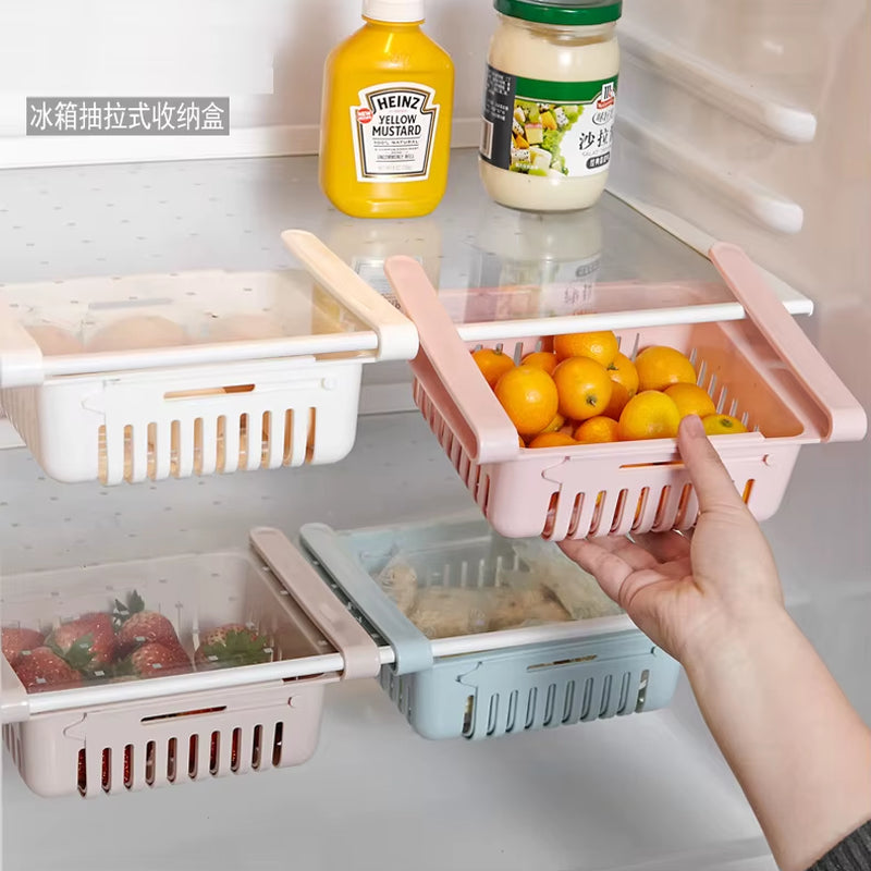 Fridge Organizer Box Multifunctional Refrigerator Preservation Pull-Out Type Classification Shelf Fresh Divider Layer Shelf