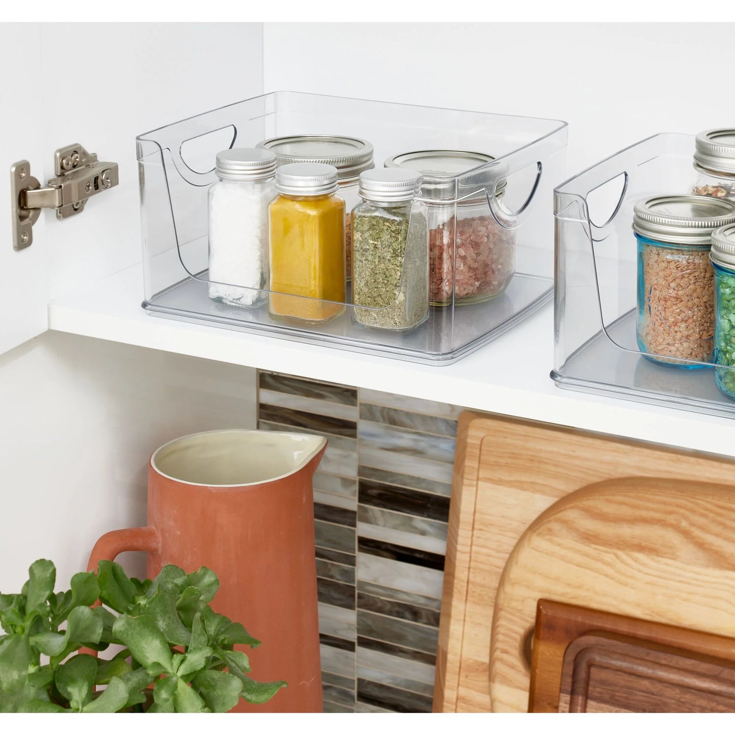 Plastic Open-Front Cabinet and Pantry Organizing Bin, Clear