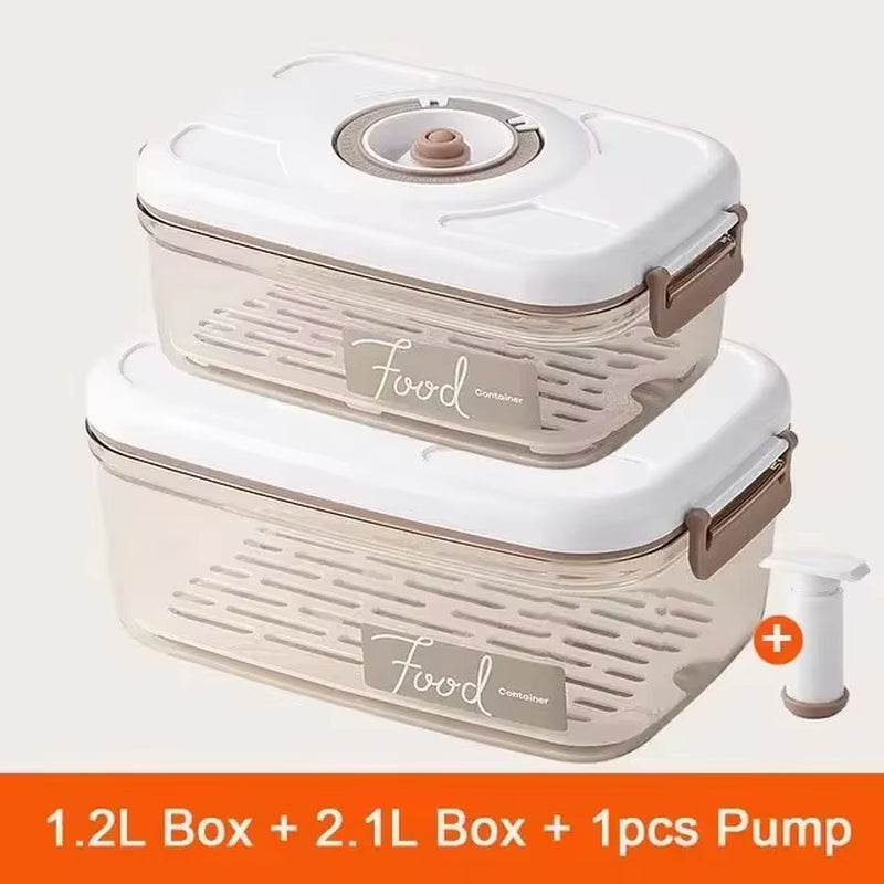 Vacuum Storage Box Sealed Grain Tank Household Fresh-Keeping Box Refrigerator Drainable Food Storage Container Kitchen Organizer