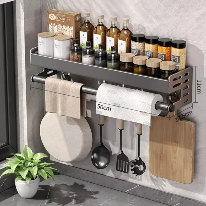 New Kitchen Storage Rack Seasoning Rack Wall-Mounted Condiment Multi-Functional Household Kitchen Organizer Storage Rack